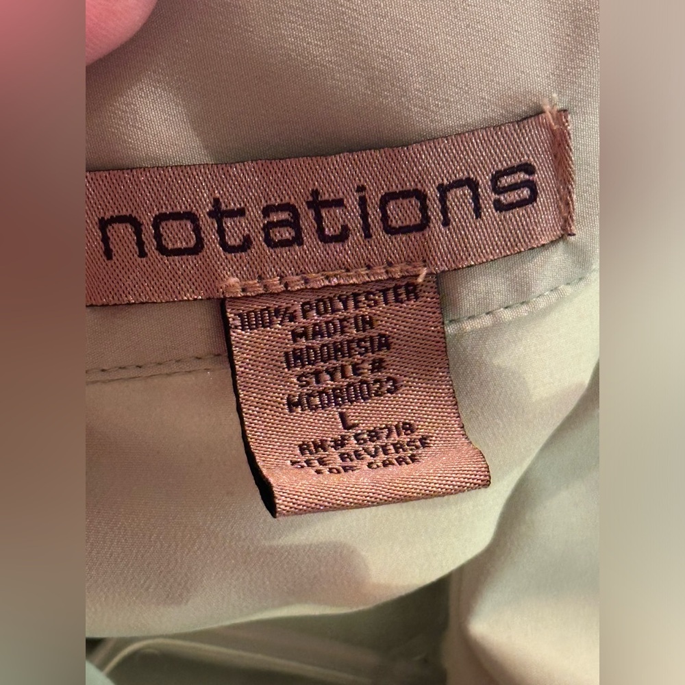 Notations women’s blouse large light green collared w button down - Picture 3 of 3